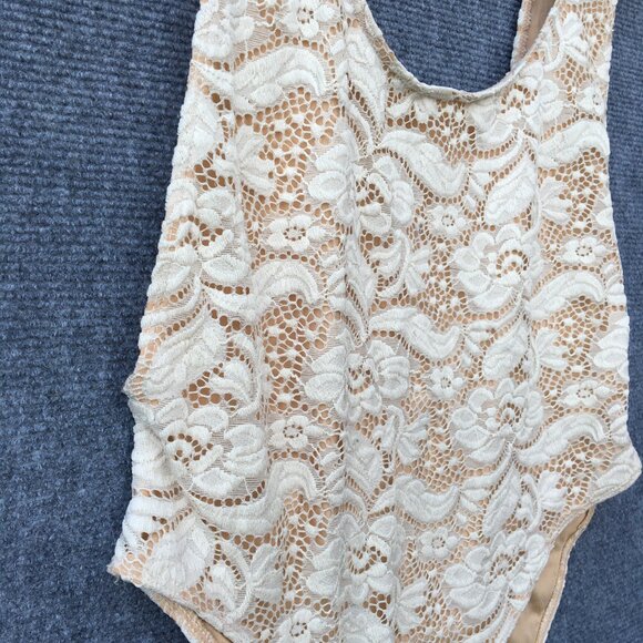 Forever 21 Swimsuit Medium Cream Lace Crochet Cheeky Coquette Boho - Picture 3 of 11